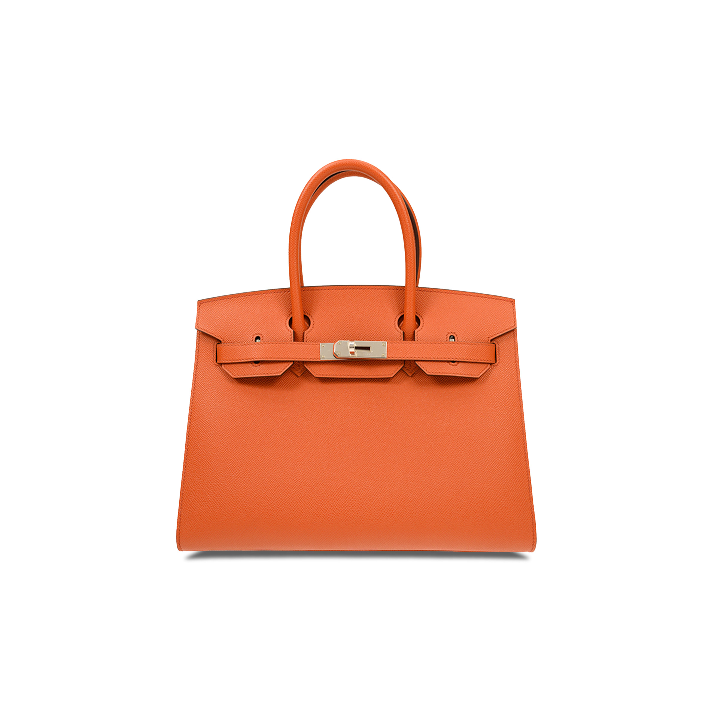 HERMES MASTER BIRKIN 35 EPSOM LEATHER ORANGE SILVER BUCKLE LUXURY BAG BK30R1EPSSO (35*28*18cm)